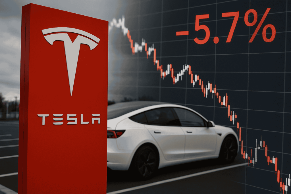 特斯拉股價重挫5.7% 終結連五日漲勢