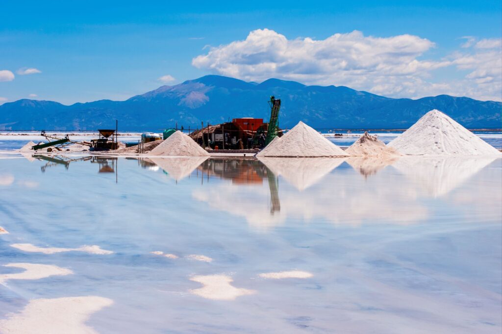 Beautiful shot sand mine surrounded with reflective water