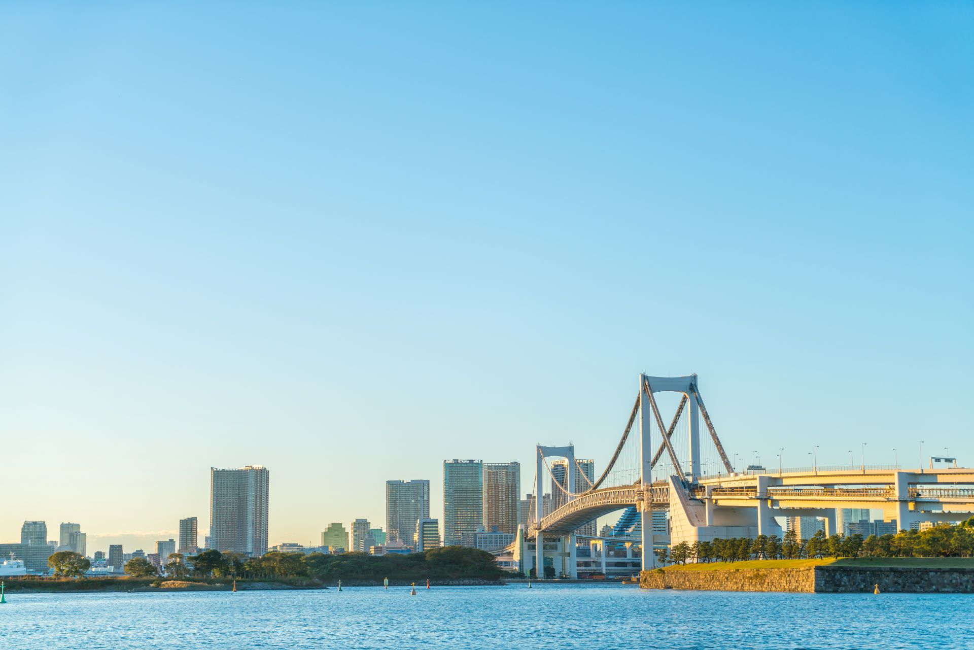 Tokyo skyline with tokyo rainbow bridge