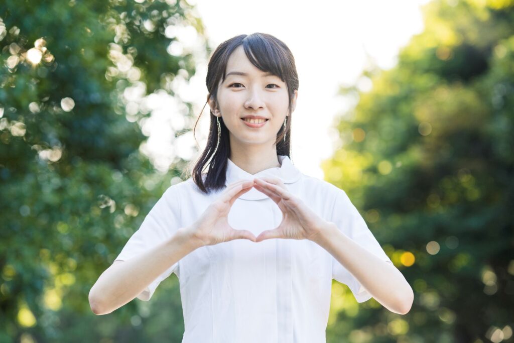 Woman white coat positive pose